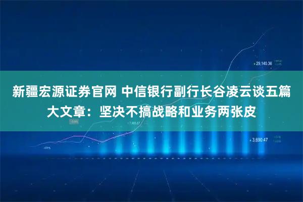 新疆宏源证券官网 中信银行副行长谷凌云谈五篇大文章：坚决不搞战略和业务两张皮