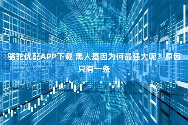 骆驼优配APP下载 黑人基因为何最强大呢？原因只有一条